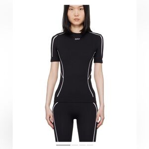 OFF-WHITE Black Women's Leggings with White Accents and Stamp Seamless Top